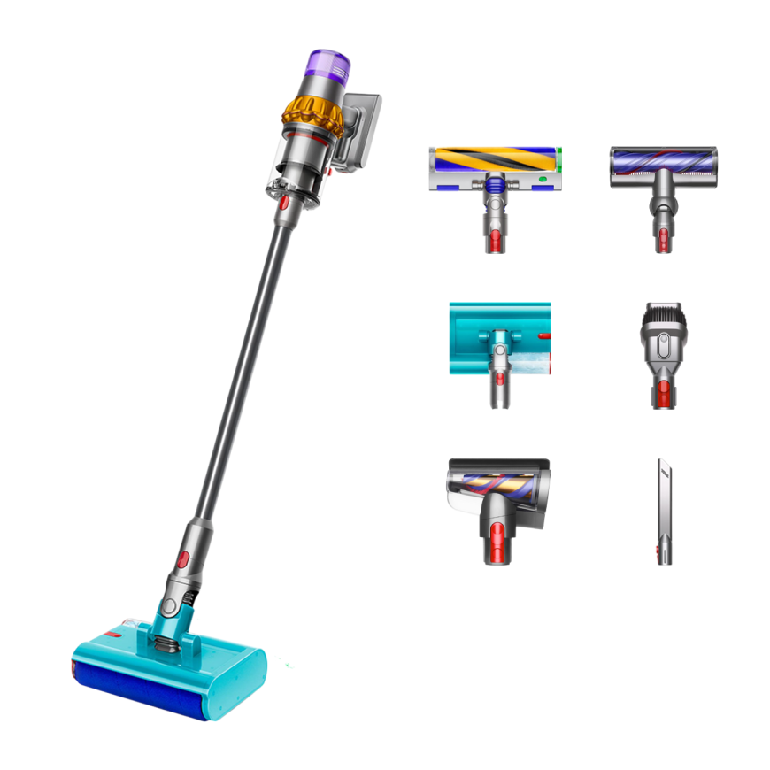 Беспроводной вертикальный пылесос Dyson V15s Detect Submarine (SV47) (Yellow/Nickel) (2023) - Иностранная вилка (переходник в подарок)