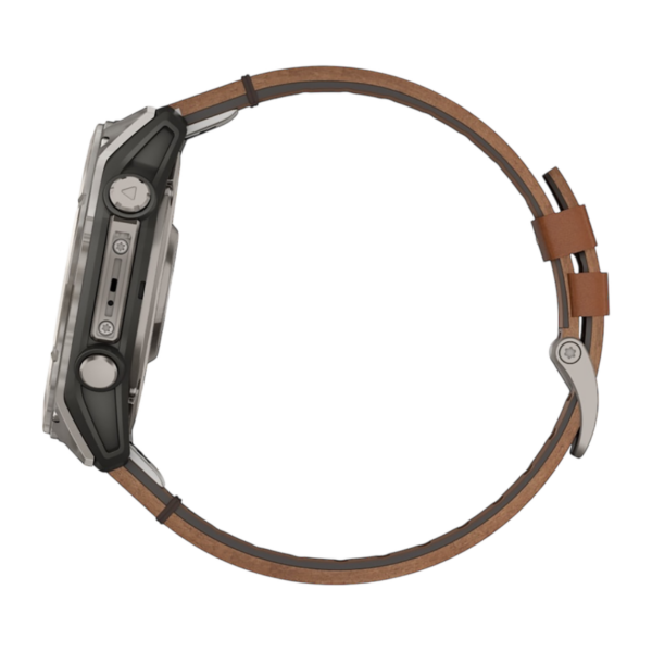 Спортивные часы Garmin fenix 8, 51 мм, AMOLED - « Sapphire Bare Titanium Black with Chestnut Leather Band+Grapphite Silicone Band », 127–213 мм