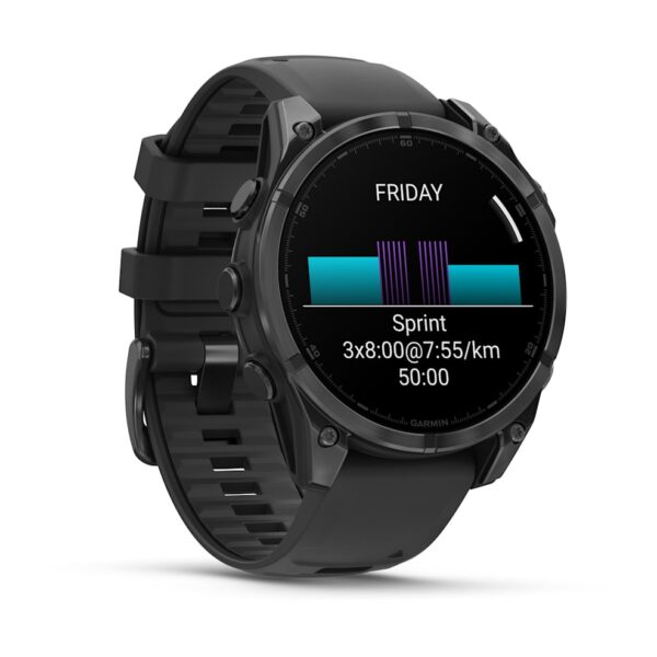 Спортивные часы Garmin fenix 8, 47 мм, AMOLED - « Slate Gray with Black Silicone Band », 