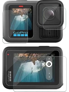 Защитные стёкла на объектив и экраны Gopro 13 Black. Комплект (3шт.)